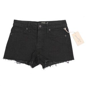 Universal Threads Hi-Rise Denim Shorts Cutoff Raw Hem Zip Fly Summer Black NEW